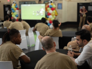 With tremendous impact, the mayor of New York City watched the World Cup semi-final together with prisoners.