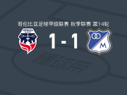 福塔莱萨1-1百万富翁遭哥伦甲3连平，乌雷尼亚首开记录，伊塔洛救主