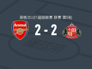 阿森纳U21 2-2桑德兰U21，萨穆埃尔-奥贡苏伊先拔头筹，哈里曼-安诺斯扳平