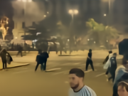 Post-match riots in Argentina: Armored vehicles led the way, followed by armed military and police with continuous gunfire.