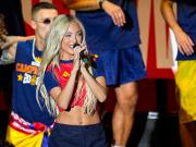The Sun: Ferran flirts with singer Ana Mena at Spain's victory celebration.