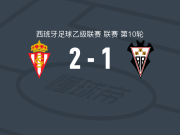 希洪体育2-1阿尔瓦塞特，塞萨尔-赫拉韦特破门，阿莱霍-萨尔科建功