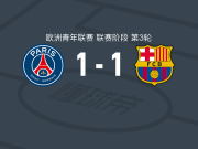 巴黎圣日耳曼U19 1-1巴塞罗那U19，莫拉-尼亚卡特首开记录，佩德罗-罗德里格斯扳平