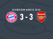 拜仁慕尼黑U19 3-3阿森纳U19，阿布巴卡尔破门，埃默森-恩瓦内里扳平比分