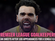 门将代表单一球队前100场英超零封榜：拉亚43次并列第六
