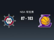 NBA战报：湖人103-87快船，格雷姆斯23+3+5