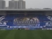 津门虎主场大型拼图TIFO：拉丁文“经历艰险、终抵星辰”