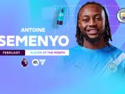 5场比赛3球1助，曼城冬窗新援塞门约当选英超2月最佳球员