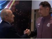 弗洛伦蒂诺在赛前接见皇马球员，并称赞巴尔韦德在欧冠的表现