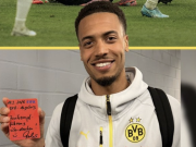 在比赛中撞倒裁判，赛后恩梅加被主裁送了“红牌”作为纪念