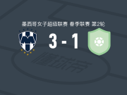 蒙特雷女足3-1亚特兰特女足取墨女超5连胜，巴莱里亚-德尔坎波、露西娅-加西亚破门