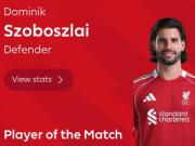 任意球破门，索博斯洛伊当选利物浦vs热刺全场最佳球员