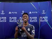  维尼修斯欧冠对阵曼城参与8球，仅次于梅西