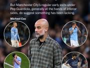 在瓜迪奥拉执教曼城的十个赛季中，他的球队五次成为...